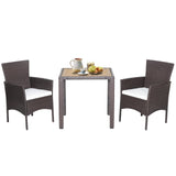 Tangkula 3 Pieces Patio Furniture Set, Outdoor Mix Brown Wicker Dining Set