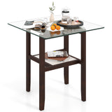 Tangkula Square Glass Side Table