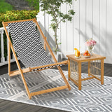 Tangkula Sling Chair Outdoor, Patio Deck Chair with Solid Bamboo Frame & Breathable Canvas Seat