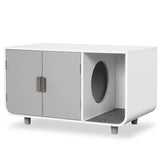 Tangkula Cat Litter Box Enclosure Furniture, Hidden Cat Washroom with Rubber Wood Legs & Mats