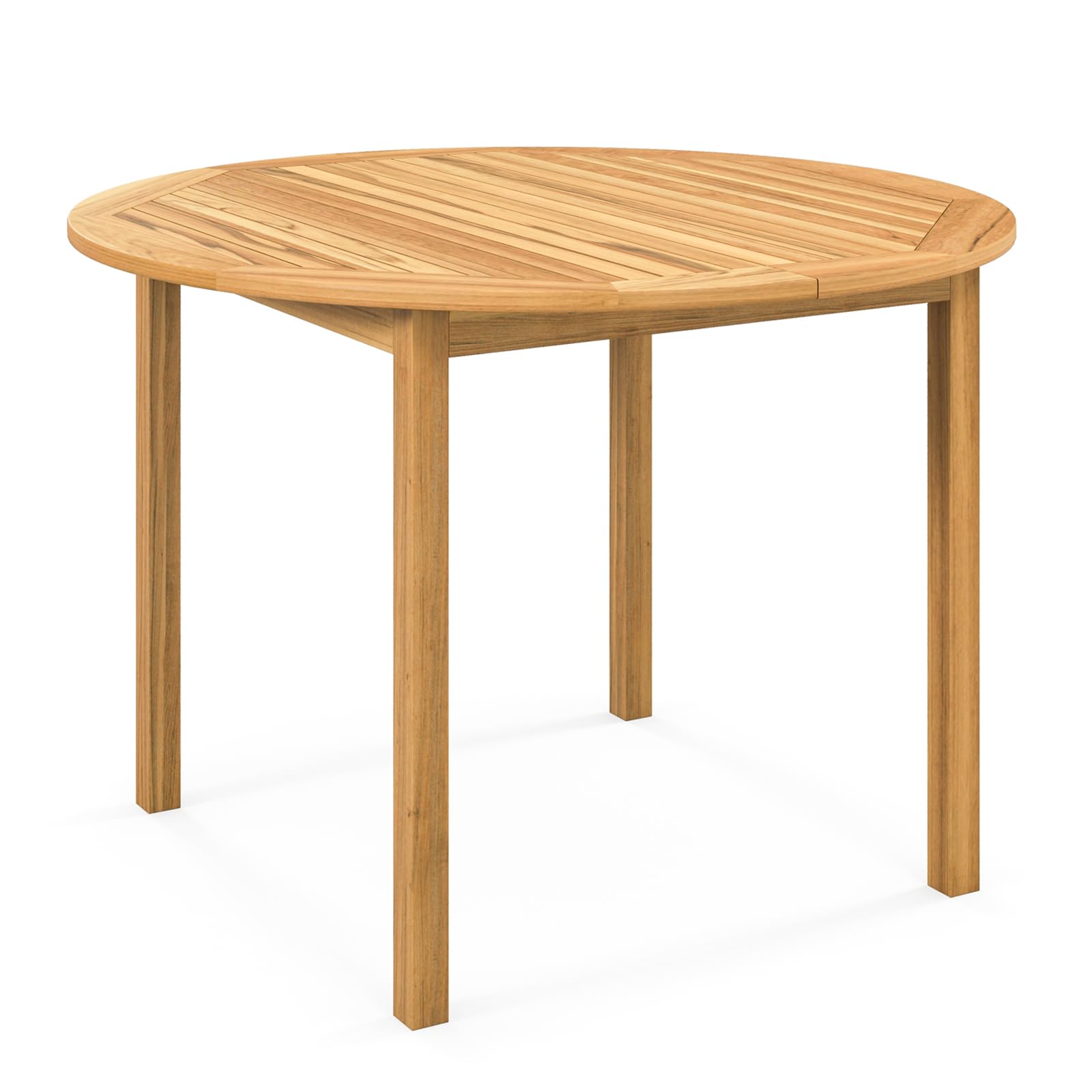 Round Outdoor Dining Table, Acacia Wood Dining Table - Tangkula