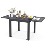 Tangkula Extendable Outdoor Dining Table, 31.5-63 Inches Patio Dining Table w/All-Weather Aluminum Frame