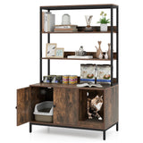 Tangkula Litter Box Enclosure with Shelves