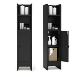 Tangkula Small Bathroom Storage Cabinet Narrow Slim Corner Floor Cabinet with Adjustable Shelf & 2 Open Shelves