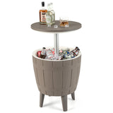 Tangkula 10 Gallon Cooler Bar Table, Outdoor Cooler Side Table w/Telescopic Tabletop, 3-in-1 Coffee Table Ice Bucket for Beer & Wine