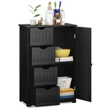 Bathroom Floor Cabinet, Free Standing Storage Cabinet with 4 Drawers & Single Door, 22 x 12 x 32 Inches