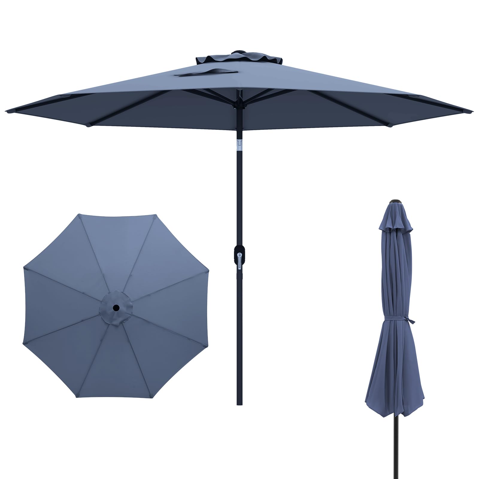 10FT Patio Umbrella, Outdoor Market Table Umbrella with Push Button Tilt