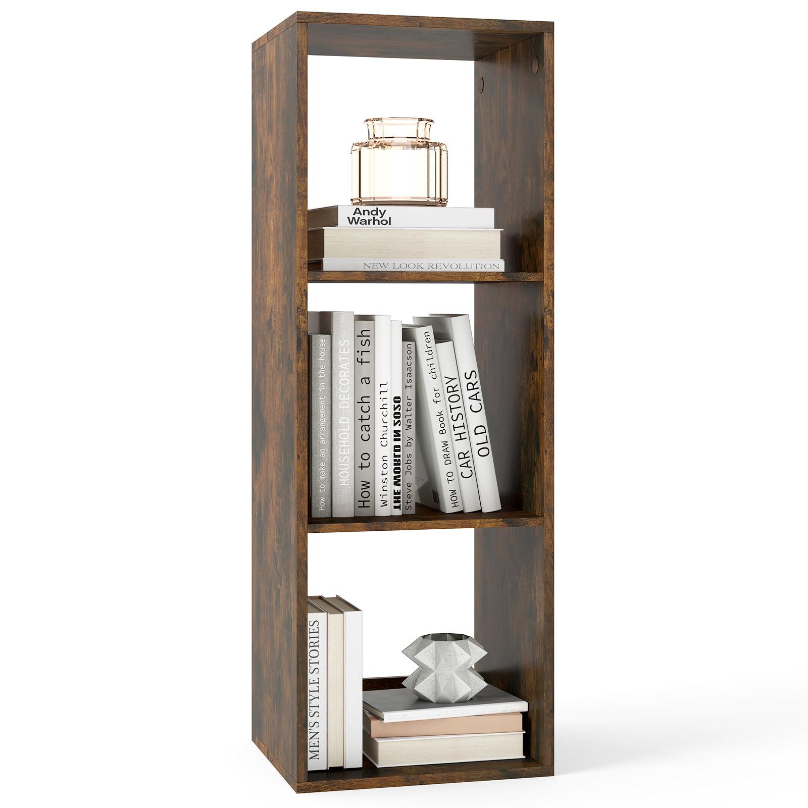 Tangkula 3-Cube Bookcase, 4-Tier Bookshelf with Open Compartments