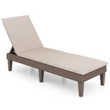 Tangkula Patio Lounge Chair with Cushion, Rattan Textured Chaise Lounger for Poolside, Backyard, Porch