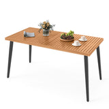Tangkula 63 Inches Outdoor Indoor Dining Table with 1.97 Inches Umbrella Hole and Metal Legs