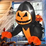 Tangkula 3.3 FT Halloween Inflatable Pumpkin Head Ghost Broke Out from Window