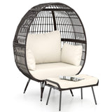 Tangkula Oversized Wicker Egg Chair with Ottoman