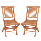 Tangkula Teak Wood Folding Patio Chairs Set of 2/4 No Assembly Required