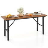 Tangkula Outdoor Dining Table for 4-6, No Assembly Foldable 59 Inches Narrow Patio Dining Table