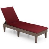 Tangkula Patio Lounge Chair with Cushion, Rattan Textured Chaise Lounger for Poolside, Backyard, Porch