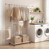 Tangkula Double Rolling Clothes Rack with Wheels