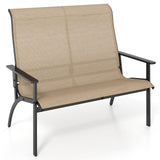 Tangkula Outdoor Adirondack Bench Chair with High Back and Armrests