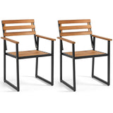 Tangkula Acacia Wood Patio Armchairs w/Heavy-Duty Metal Frame (2/3/4/6)
