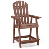 Tangkula Outdoor Bar Stool, HDPE Tall Adirondack Chair with Armrest & Footrest