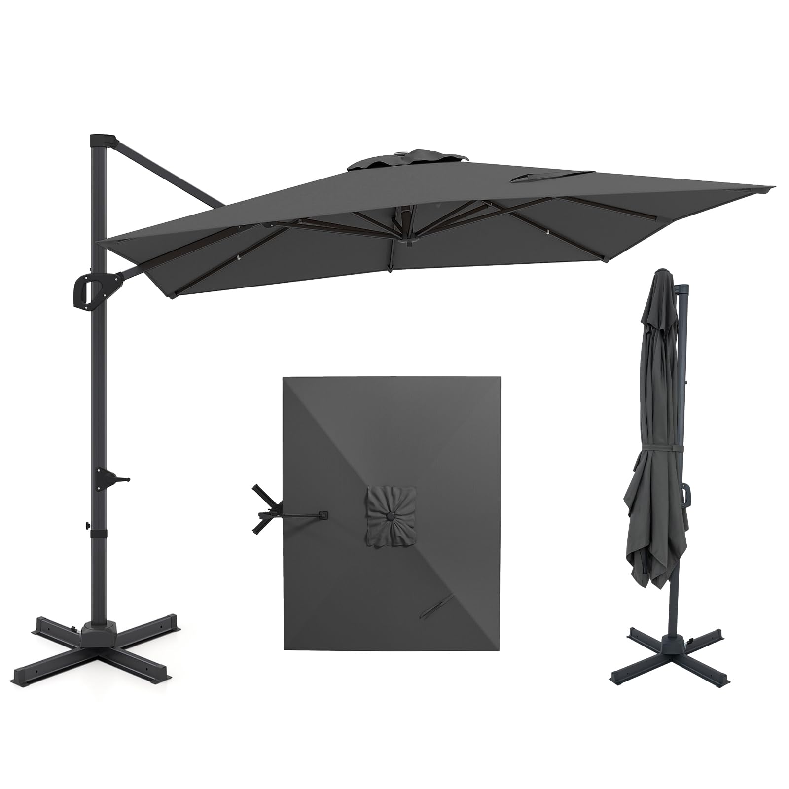 11 foot patio umbrella black Tangkula 11 x 9 ft Patio Umbrella Large Offset Cantilever Outdoor Umbrella, Gray