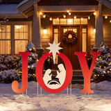 Tangkula 3 Pieces Outdoor Christmas Joy Nativity Yard Signs Decoration Set
