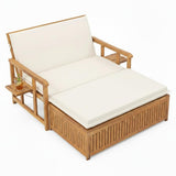 Tangkula Acacia Wood Patio Daybed with 4-Level Adjustable Backrest