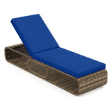 7-Position Adjustable PE Rattan Outdoor Chaise Lounge Chair