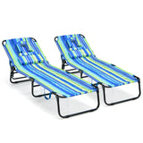 Tangkula Beach Lounge Chair, Folding Sunbathing Recliner with Face Hole