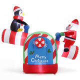 Tangkula 5.1 FT Christmas Inflatable Santa Claus & Penguin Teeter Totter