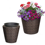 Tangkula 2-Set Plastic Rattan Planters