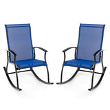 Tangkula Patio Rocking Chairs Set of 2, Outdoor Rocking Chair with Smooth & Safe Rocking Motion, Ergonomic Backrest