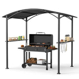 Tangkula 8 x 5 FT Grill Gazebo with 2 Metal Shelves 5 Hooks & 8 Ground Stakes