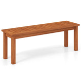 Tangkula Outdoor Wood Bench 2-Person Backless Patio Garden Bench with Slatted Seat