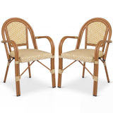 Tangkula Outdoor French Bistro Chairs | Hand-Woven PE Wicker Patio Chairs (2/4)