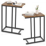 Tangkula C-Shaped End Table Slide Under Couch TV Tray