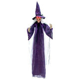 Tangkula 6FT Halloween Animatronic Witch, Hanging Halloween Decoration with Pre-Recorded Phrases