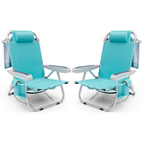 Tangkula 5-Position Lightweight Folding Lay Flat Beach Chairs with Storage Bag
