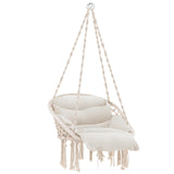 Tangkula Hanging Hammock Chair, Boho Style Macrame Hammock Swing with Soft Cushions, Tassels