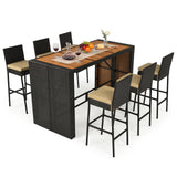 Tangkula 7 Piece Outdoor Bar Set with 6 Cushioned Chairs