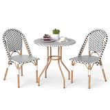 Tangkula 3 Piece French Bistro Table Chair Set with Metal Support