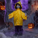 Animatronic Haunted Boy with Light Up Eyes & Creepy Sound