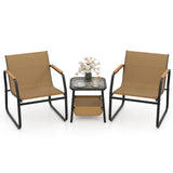 Tangkula 3 Pieces Patio Furniture Set with Breathable Mesh Fabric and Metal Frame