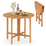 Tangkula 36 Inches Outdoor Folding Round Dining Table