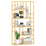 Tangkula 71 Inch Tall Bookshelf Metal Frame 5-Tier Geometric Bookcase