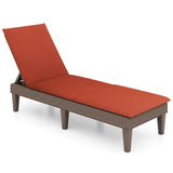 Tangkula Patio Lounge Chair with Cushion, Rattan Textured Chaise Lounger for Poolside, Backyard, Porch