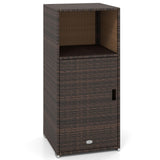 Tangkula PE Wicker Outdoor Cabinet with 3 Storage Shelves