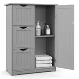 Tangkula Bathroom Floor Cabinet, Freestanding Side Storage Cabinet w/ 3 Drawers & 1 Cupboard