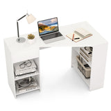Tangkula White Desk with Storage Drawer & 4 Shelves