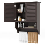 Tangkula Wall Mounted Bathroom Cabinet with Open Shelf & Bar