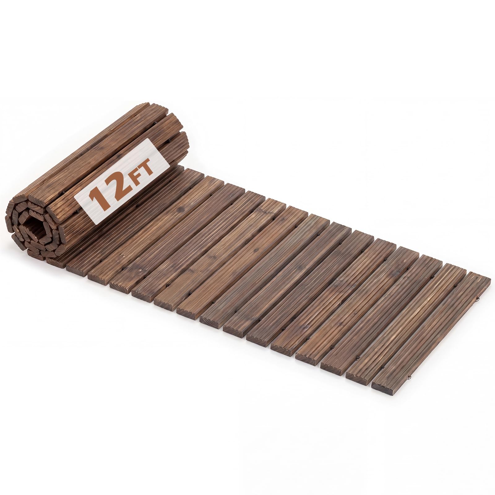 Tangkula 12 FT Wooden Garden Pathway Roll Out Decorative Outdoor Walkway (1/2)